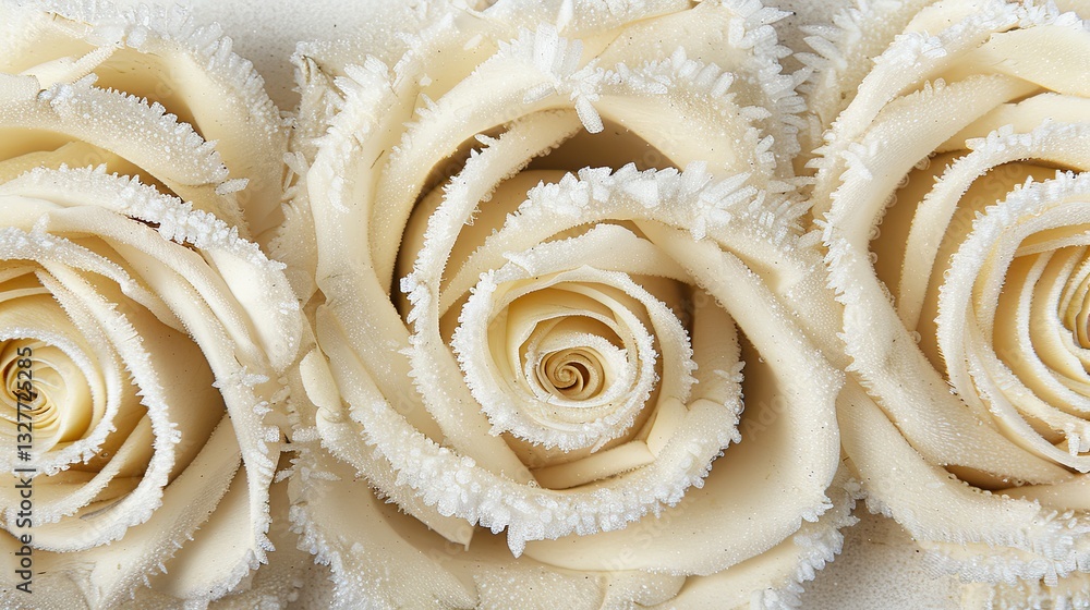 A seamless design of white roses with an ice-crystal glass effect. Great for winter-themed weddings, premium branding, and seasonal design inspiration A seamless design of white roses with an ice-crystal glass effect. Great for winter-themed weddings, premium branding, and seasonal design inspiration