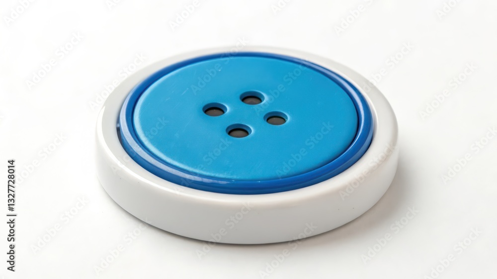 Blue Button on White Background Blue Button on White Background