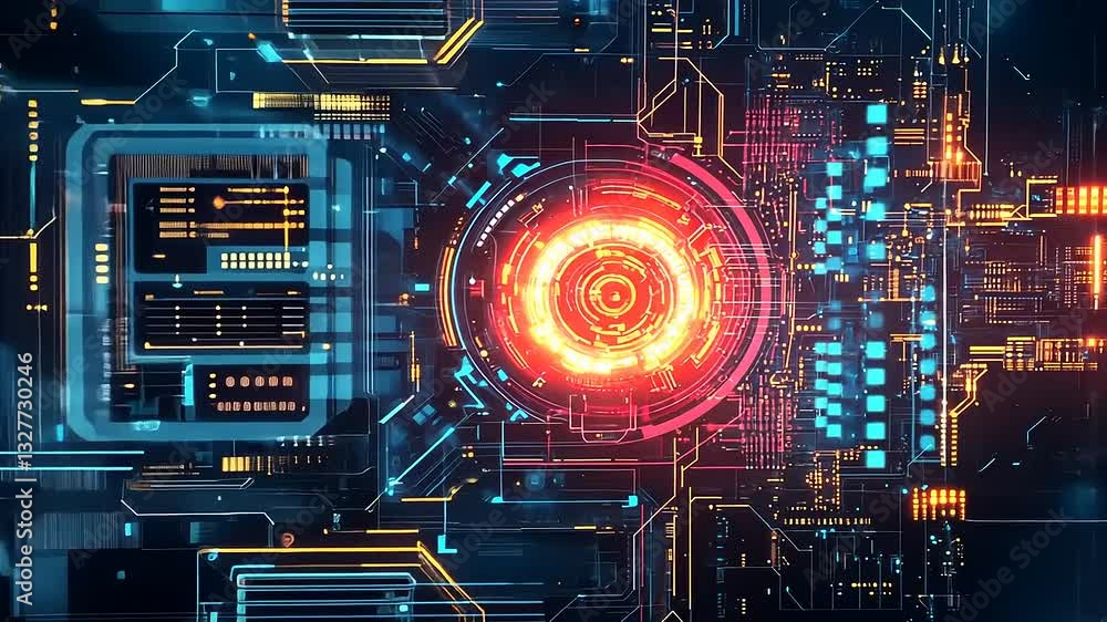 Futuristic Circuitry: A Glowing Core of Technological Innovation Futuristic Circuitry: A Glowing Core of Technological Innovation