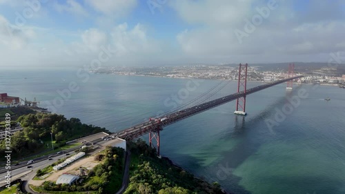 Wallpaper Mural Wide-angle scenery of the 25 de Abril Bridge in Lisbon, travel destination Torontodigital.ca