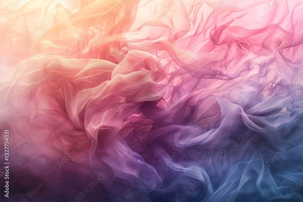 A close-up shot of sheer fabric with delicate folds and subtle gradients of pink, purple, and blue, Subtle gradients of color creating a dreamy, ethereal texture A close-up shot of sheer fabric with delicate folds and subtle gradients of pink, purple, and blue, Subtle gradients of color creating a dreamy, ethereal texture