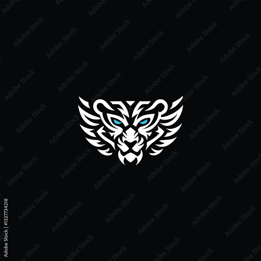 Fototapeta premium Soaring Strength Tiger Head with Wings Emblem