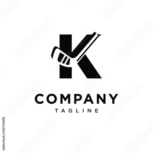 Letter K Hockey Stick Logo Icon Vector