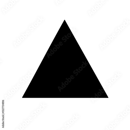 Black equilateral triangle, stark contrast, minimalist design, geometric shape, simple composition, monochrome, crisp edges, vector graphic style