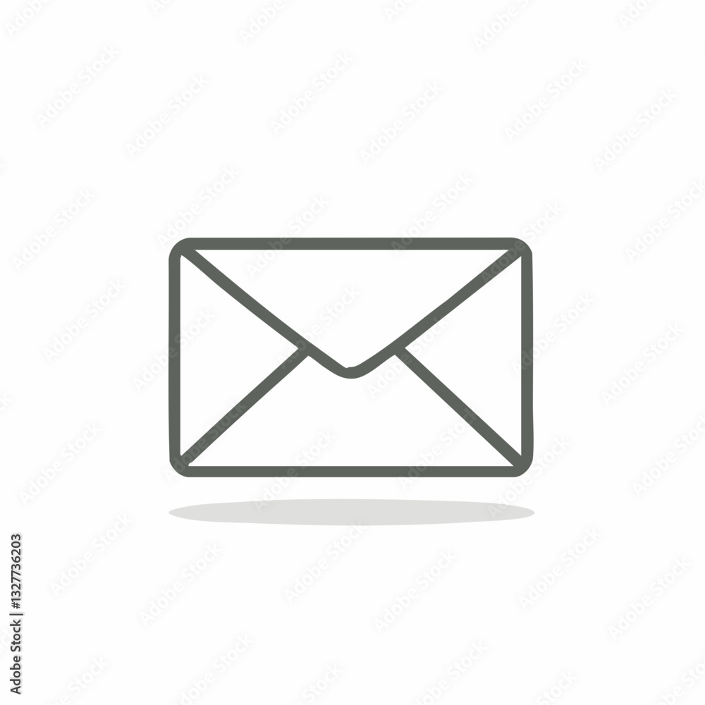 Email icon, simple design, gray outline, white background, minimal, abstract, communication symbol, envelope shape, geometric Email icon, simple design, gray outline, white background, minimal, abstract, communication symbol, envelope shape, geometric