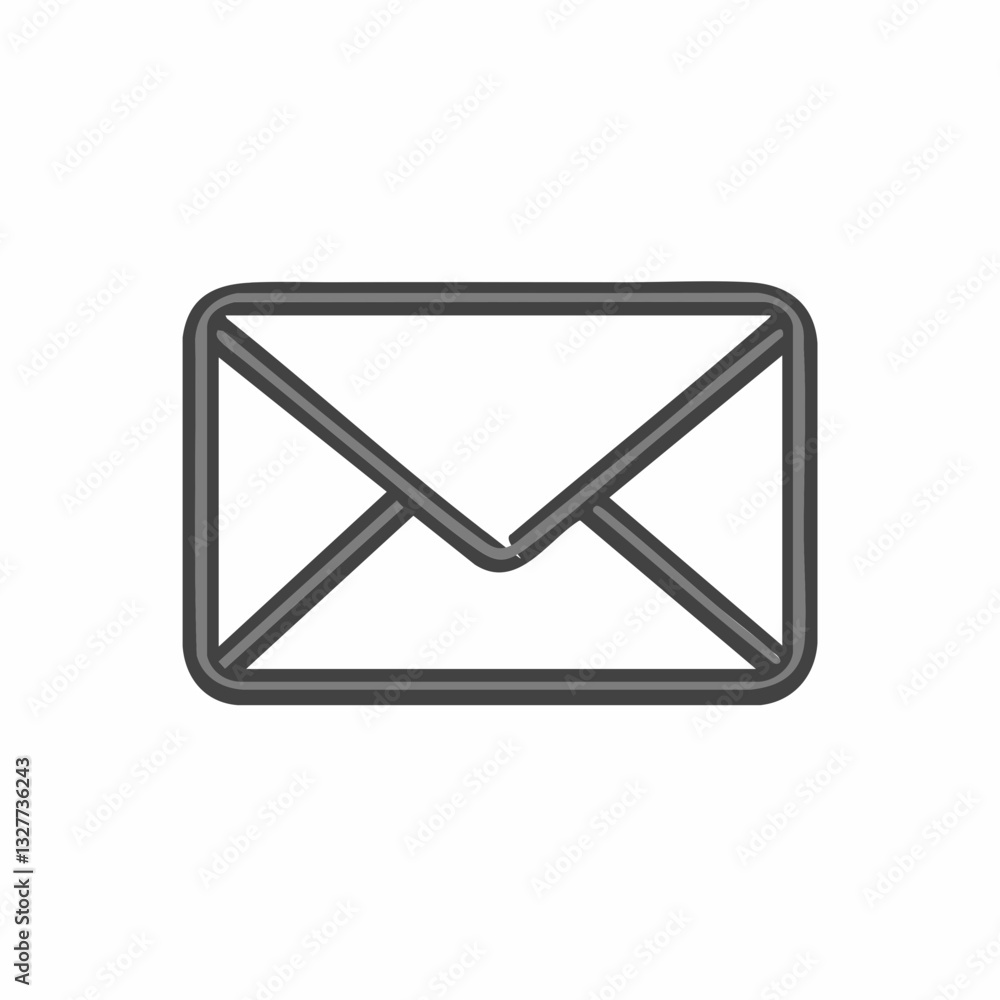 Email icon, simple design, gray outline, white background, minimal, abstract, communication symbol, envelope shape, geometric Email icon, simple design, gray outline, white background, minimal, abstract, communication symbol, envelope shape, geometric