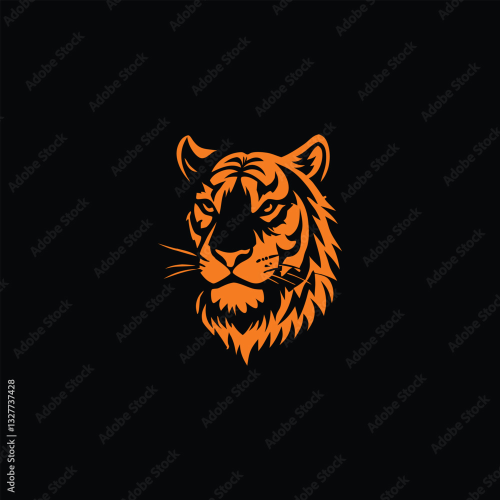 Fototapeta premium Cute Tiger Head Logo Design
