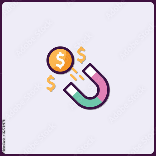 Creative Icon Illustration of Magnet Attracting Dollar Signs for Finance Concept