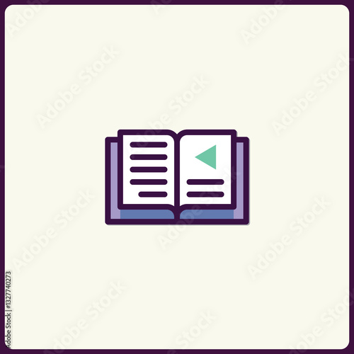 Stylized book icon representing knowledge, learning and literacy concepts