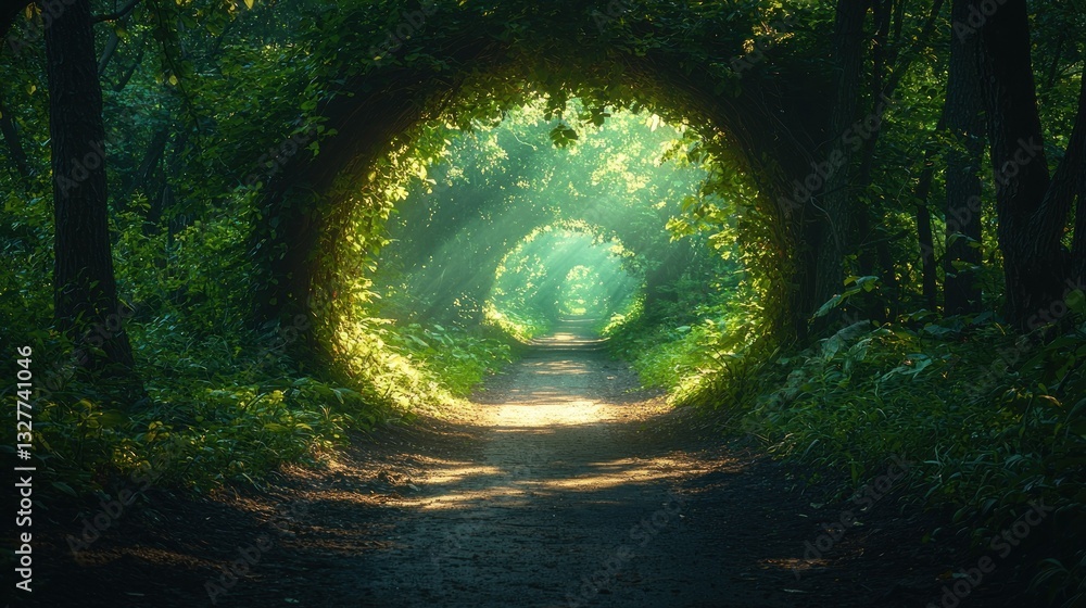 Fototapeta premium Enchanted Forest Path: A Mystical Journey Through Lush Greenery