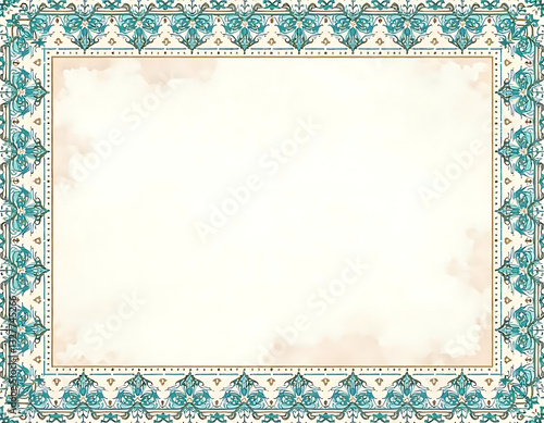 geometric frame of flowers and leaves with cream background