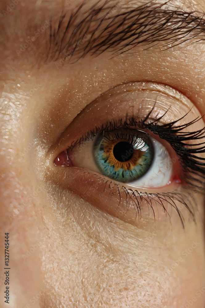 Fototapeta premium Close up of female eye, long eyelashes, woman’s eye, green eye, perfect eye