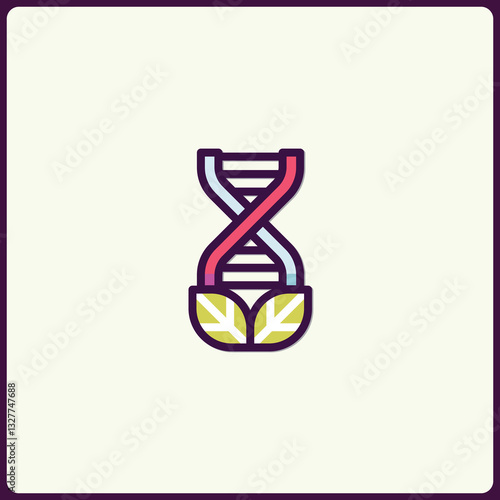 Abstract DNA strand intertwined with foliage representing nature and science