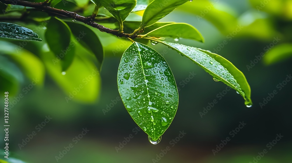 Fresh Leaf After Rain, Reflecting Light and Water's Cleansing Influence Fresh Leaf After Rain, Reflecting Light and Water's Cleansing Influence