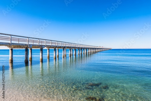 Wallpaper Mural Long wooden pier stretching into the blue sea on sunny day Torontodigital.ca