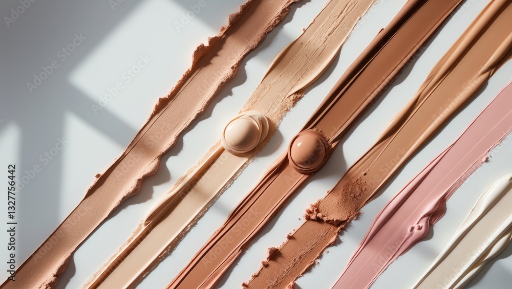 Obraz premium Make-up matte mousse foundation concealer smudge powder creamy gray on isolated background.