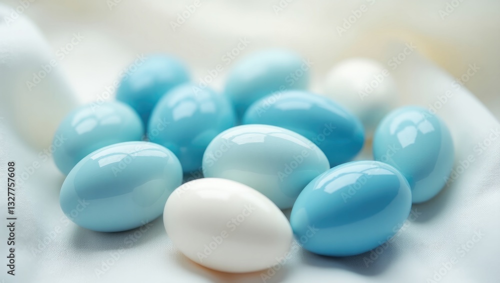 Macro shot of jordan almonds on delicate ivory fabric. Macro shot of jordan almonds on delicate ivory fabric.