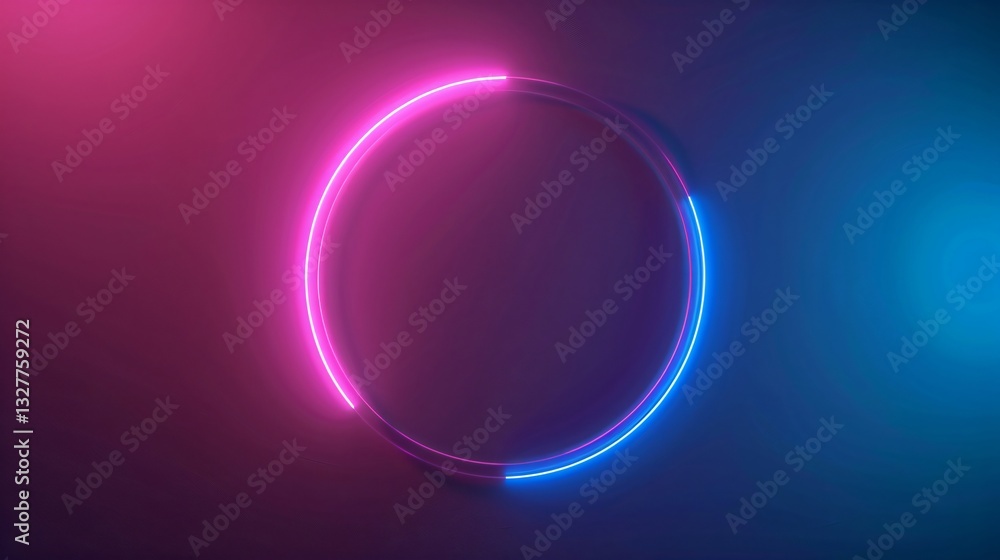 Abstract background with glowing neon rings on dark blue and pink gradient futuristic design Abstract background with glowing neon rings on dark blue and pink gradient futuristic design