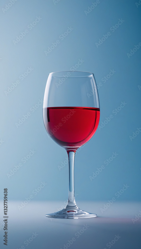 Glass Of Red wine On Gradient Blue Background Glass Of Red wine On Gradient Blue Background