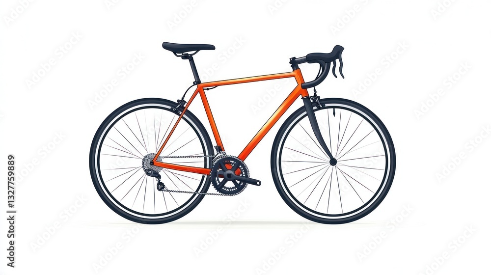 Obraz premium A sleek orange road bicycle with black components ideal for fitness enthusiasts and cycling de