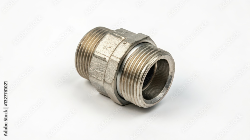 Stainless Steel Pipe Fitting on White Background Stainless Steel Pipe Fitting on White Background