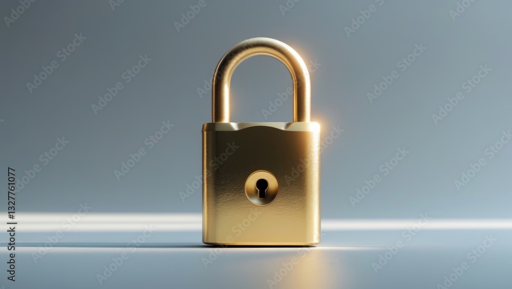 Fototapeta premium Locked Padlock on a gray backdrop.
