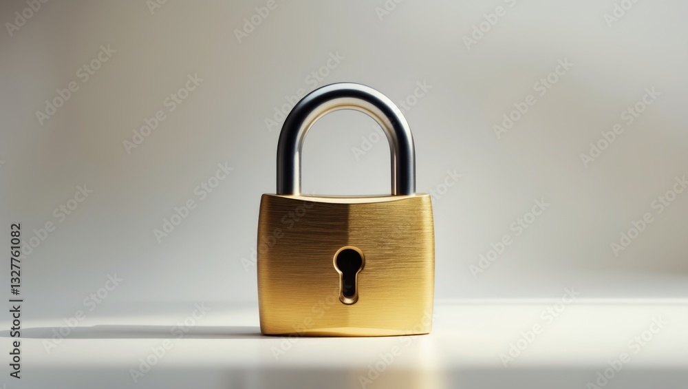 Naklejka premium Locked Padlock set against a white background.