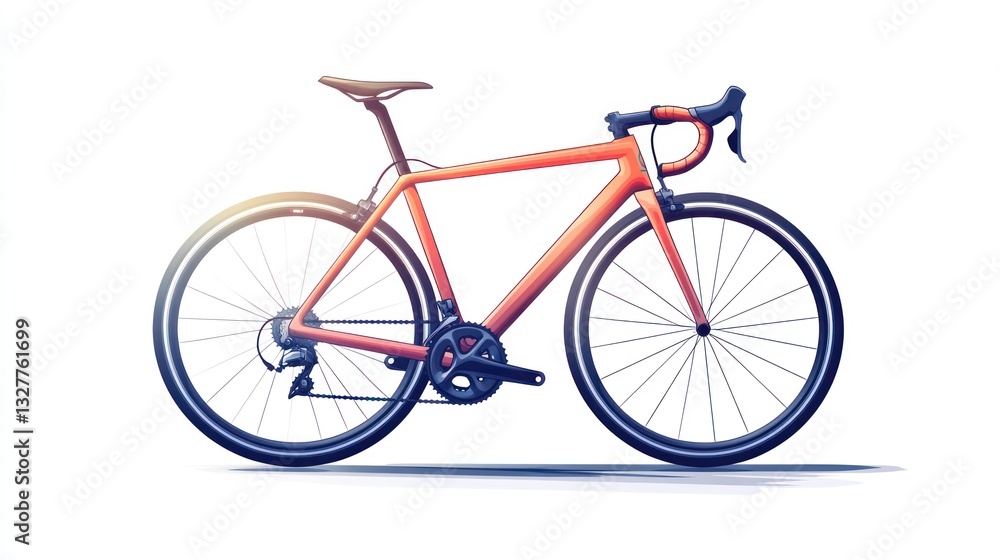 Fototapeta premium A sleek road bicycle with vibrant orange frame black tires and drop handlebars ideal for cyc