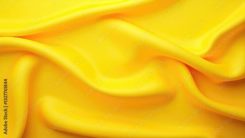 Obraz premium Yellow silk satin. Draped fabric. Golden hue. Luxury backdrop. Design space. Template. Flat lay, top view table. Web banner.