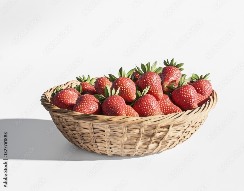 Fresh Strawberries in Basket on White Background Still Life Fresh Strawberries in Basket on White Background Still Life