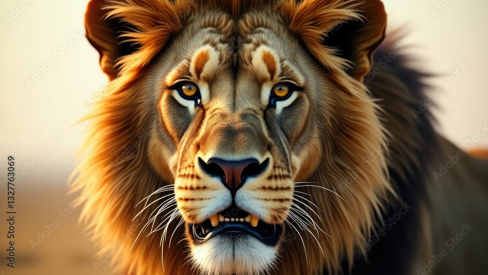 Lion face up close Lion face up close