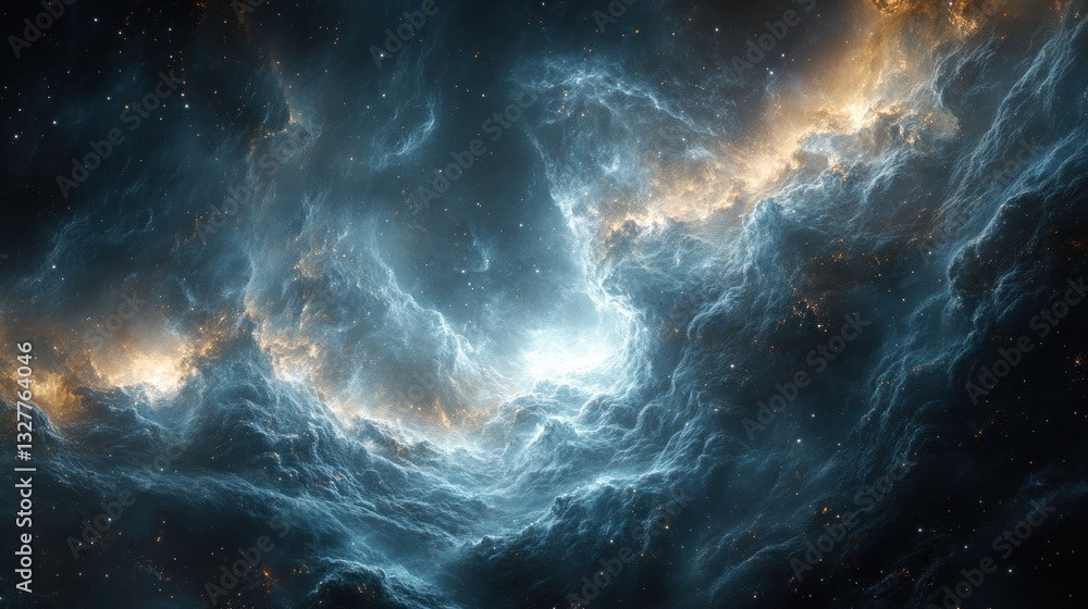 Fototapeta premium a majestic space scene with clouds of interstellar gas and dust forming a nebula.