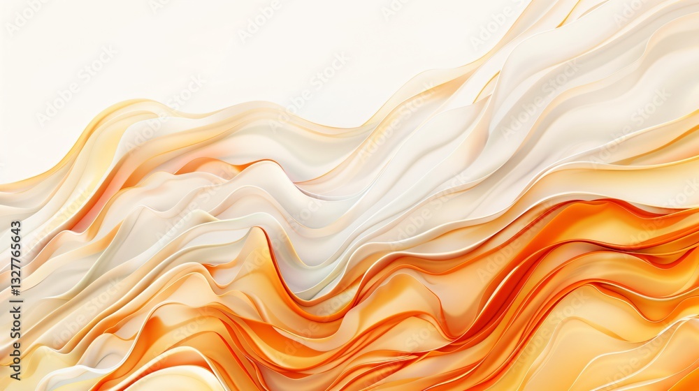 Abstract background with orange and beige liquid waves, 3D rendering illustration Abstract background with orange and beige liquid waves, 3D rendering illustration