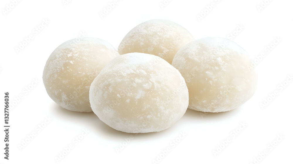 Round Mochi Balls Isolated on White Background Round Mochi Balls Isolated on White Background