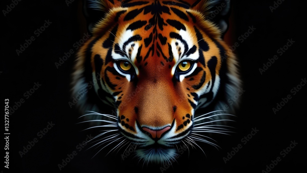 Tiger face against a black background Tiger face against a black background