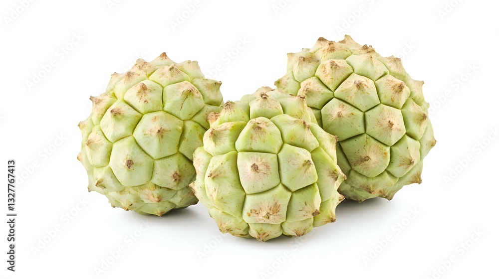 Fototapeta premium Fresh Annonaceae Cherimoya Fruits Isolated on White Background