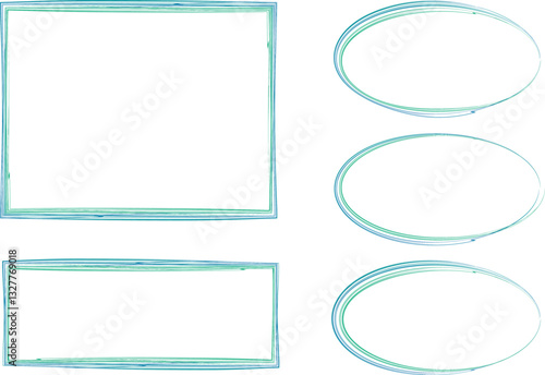 green blue colorful abstract frames shapes line art collection