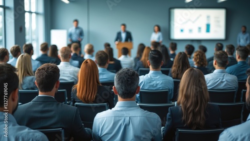 Wallpaper Mural Business and entrepreneurship conference. Speaker presenting during a session. Audience seated in the hall. Rear view of attendees in the crowd. Torontodigital.ca
