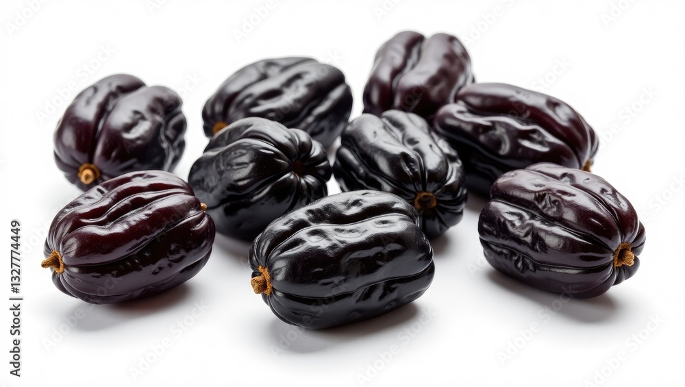Prunes on a white background with clipping path, collection of dried plums. Prunes on a white background with clipping path, collection of dried plums.