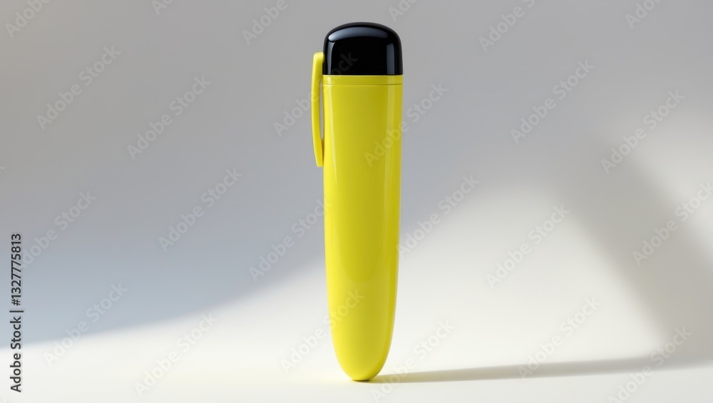 Yellow highlighter shown in isolation against a white background. Yellow highlighter shown in isolation against a white background.