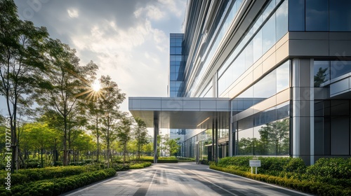 A sleek, contemporary hospital building with a striking combination of glass and steel elements