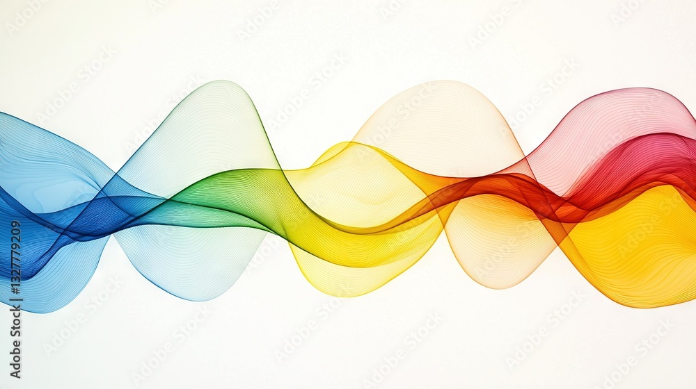 A colorful wave of smoke on a white background, featuring shades of red, yellow, blue, and green A colorful wave of smoke on a white background, featuring shades of red, yellow, blue, and green