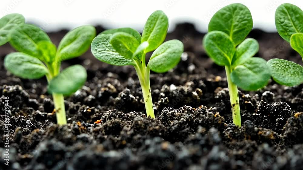 Vibrant Green Seedlings Emerging from Dark Soil: A Symbol of Growth and New Beginnings Vibrant Green Seedlings Emerging from Dark Soil: A Symbol of Growth and New Beginnings