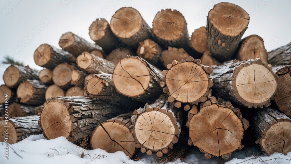 Pine logs on a light backdrop. Studio image. Split timber. Firewood prepared for burning. Pine logs on a light backdrop. Studio image. Split timber. Firewood prepared for burning.