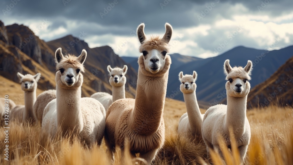 Obraz premium Llamas (Alpaca) in the Mountains
