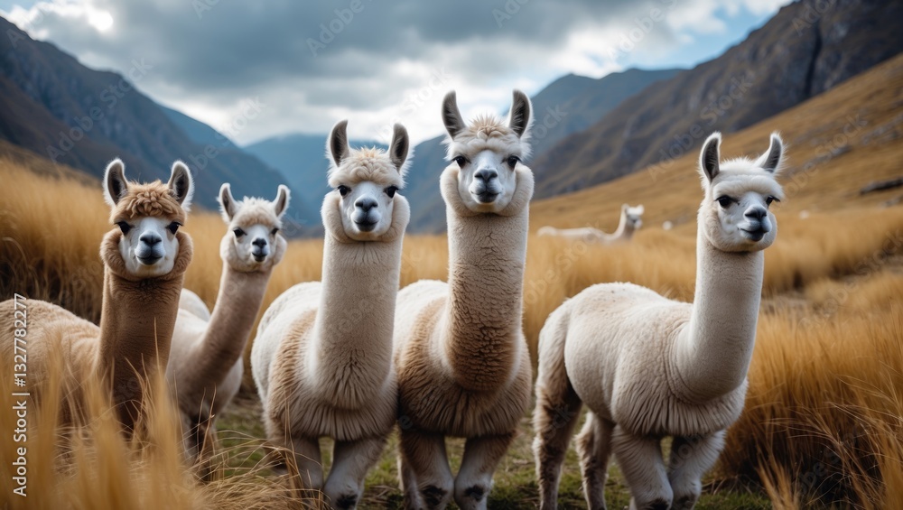 Obraz premium Llamas (Alpaca) in the mountains