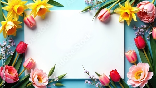 Wallpaper Mural Blossom. Vibrant spring and summer illustration, evoking summer vibes. Contemporary colorful design, featuring copyspace, advertisement flyer. Wallpaper or background for your device. Torontodigital.ca