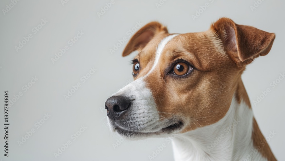 Jack Russell Terrier against a white background, playful dog Jack Russell Terrier against a white background, playful dog