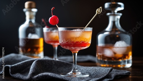 Homemade Rob Roy Cocktail featuring Scotch and Vermouth