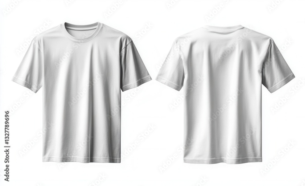 Blank cotton t-shirt template showing front and back views of white and black casual wear Blank cotton t-shirt template showing front and back views of white and black casual wear